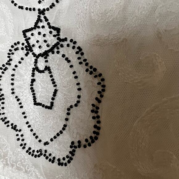 AEO Sheer See-through Blouse Peplum White & Black Medium - Picture 8 of 9